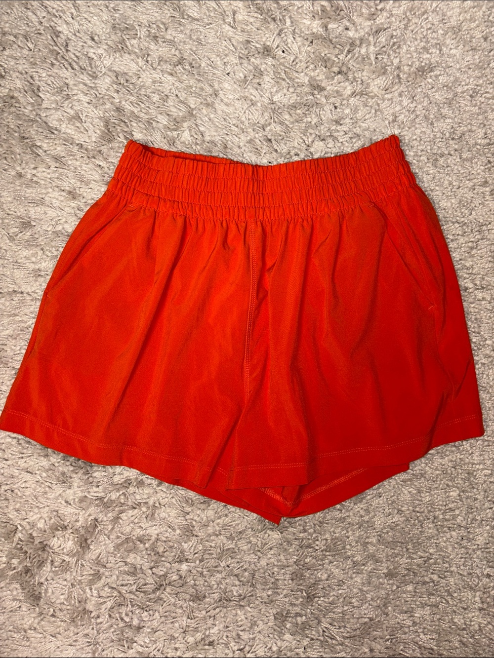 Vuori Orange Elastic-Waist Athletic Shorts with Pockets